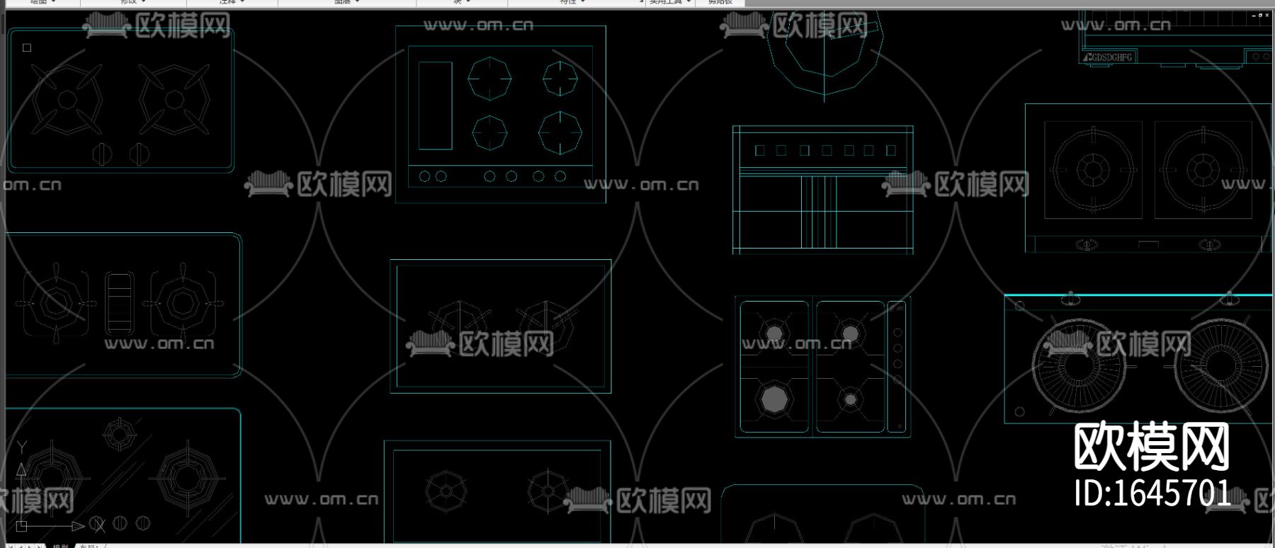 厨房电器平面立面cad图库下载（渲染图3）