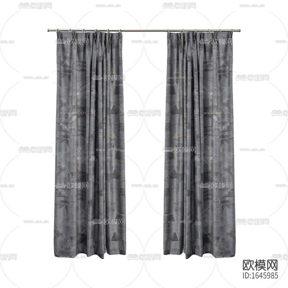 現(xiàn)代輕奢灰藍(lán)色布藝遮光窗簾下載