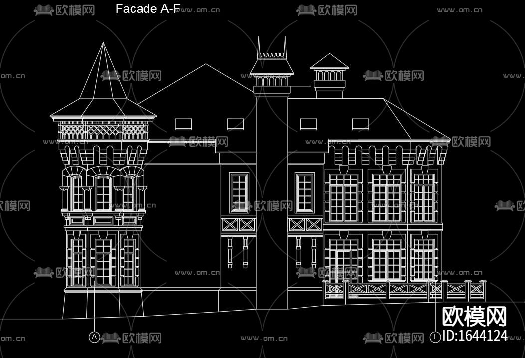 欧式别墅建筑cad结构图