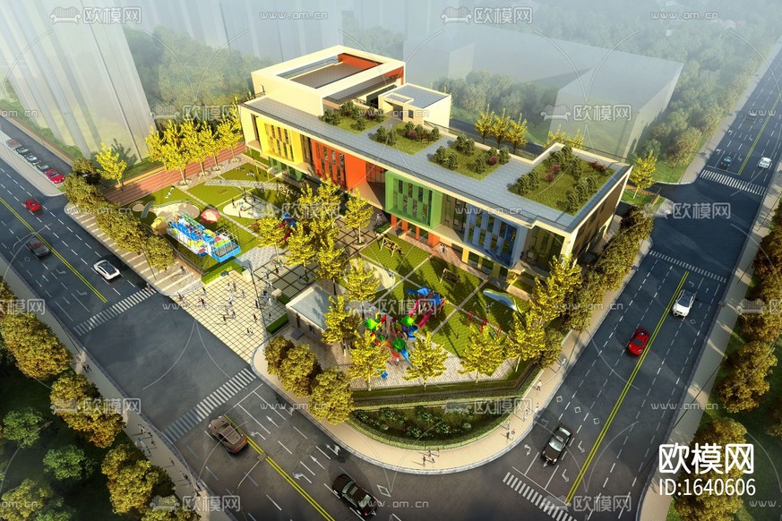 幼兒園cad建筑施工圖下載(渲染圖3)