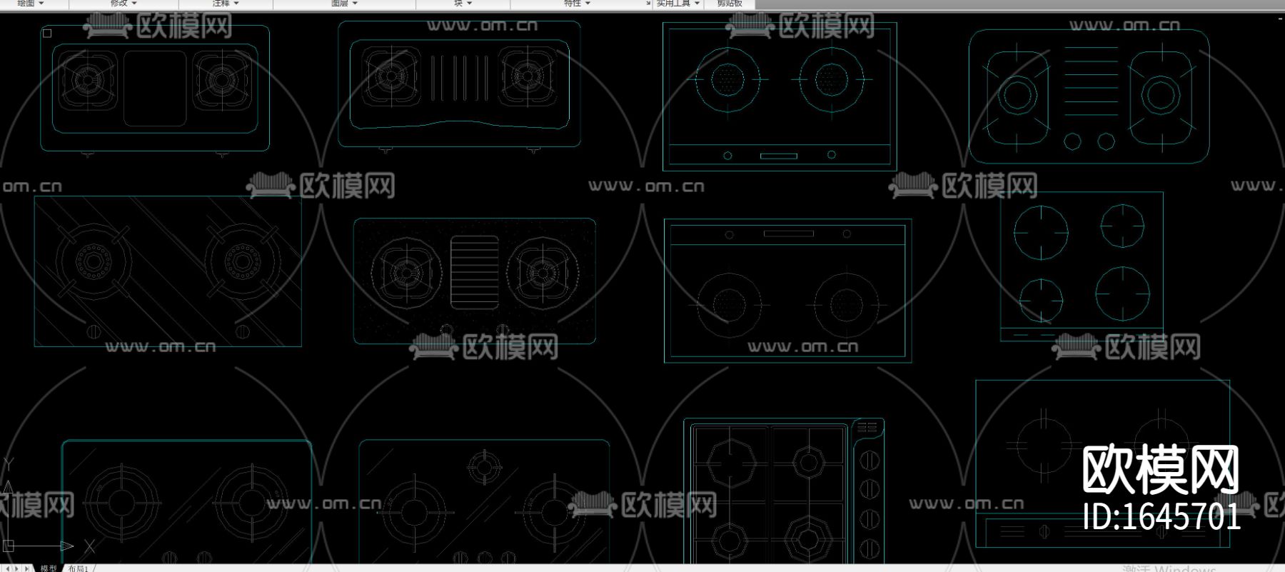 厨房电器平面立面cad图库下载（渲染图8）