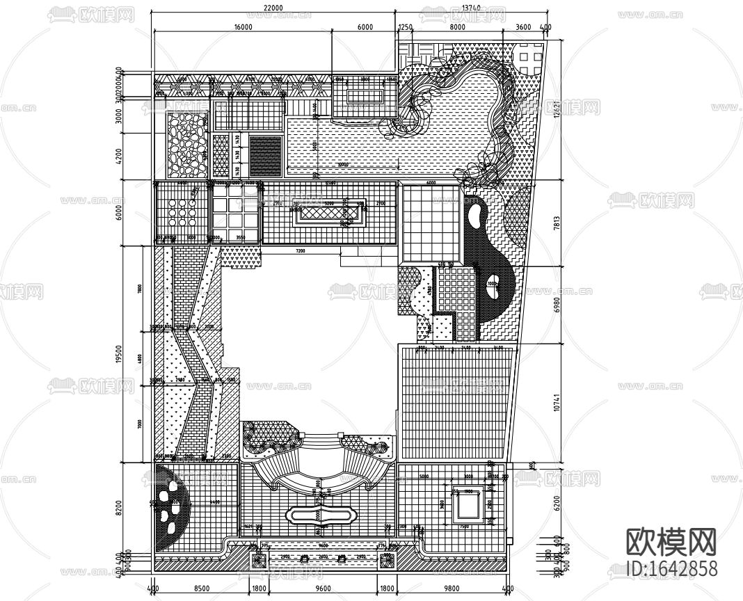 新中式别墅花园景观施工图设计下载（渲染图3）