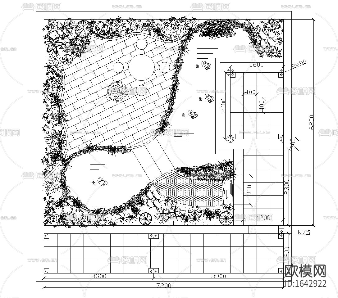 别墅绿化方案cad图库下载（渲染图4）