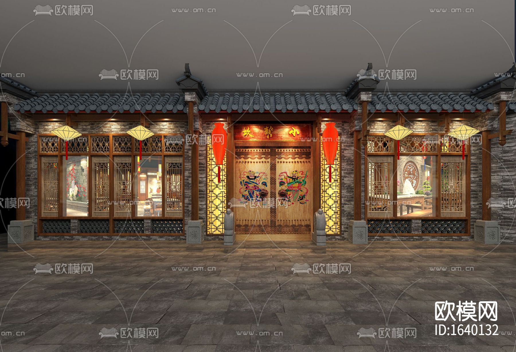 中式火锅店cad施工图下载（渲染图8）