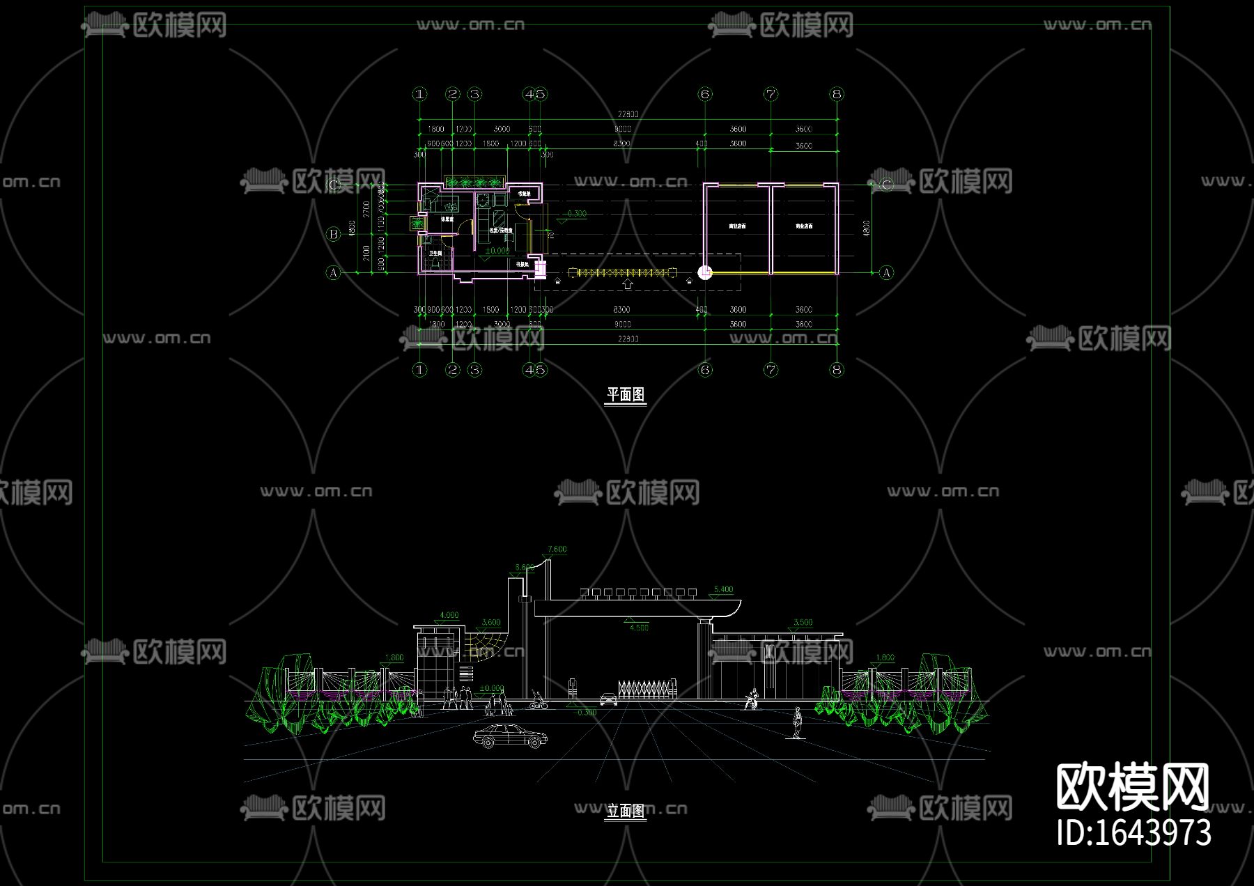 学校大门入口cad结构图下载