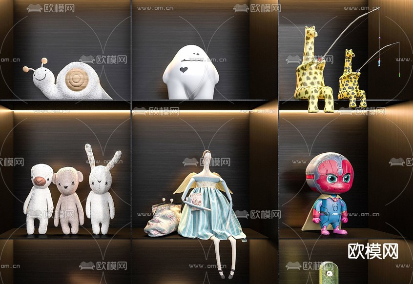 现代儿童玩具手办摆件3d模型下载(渲染图2)