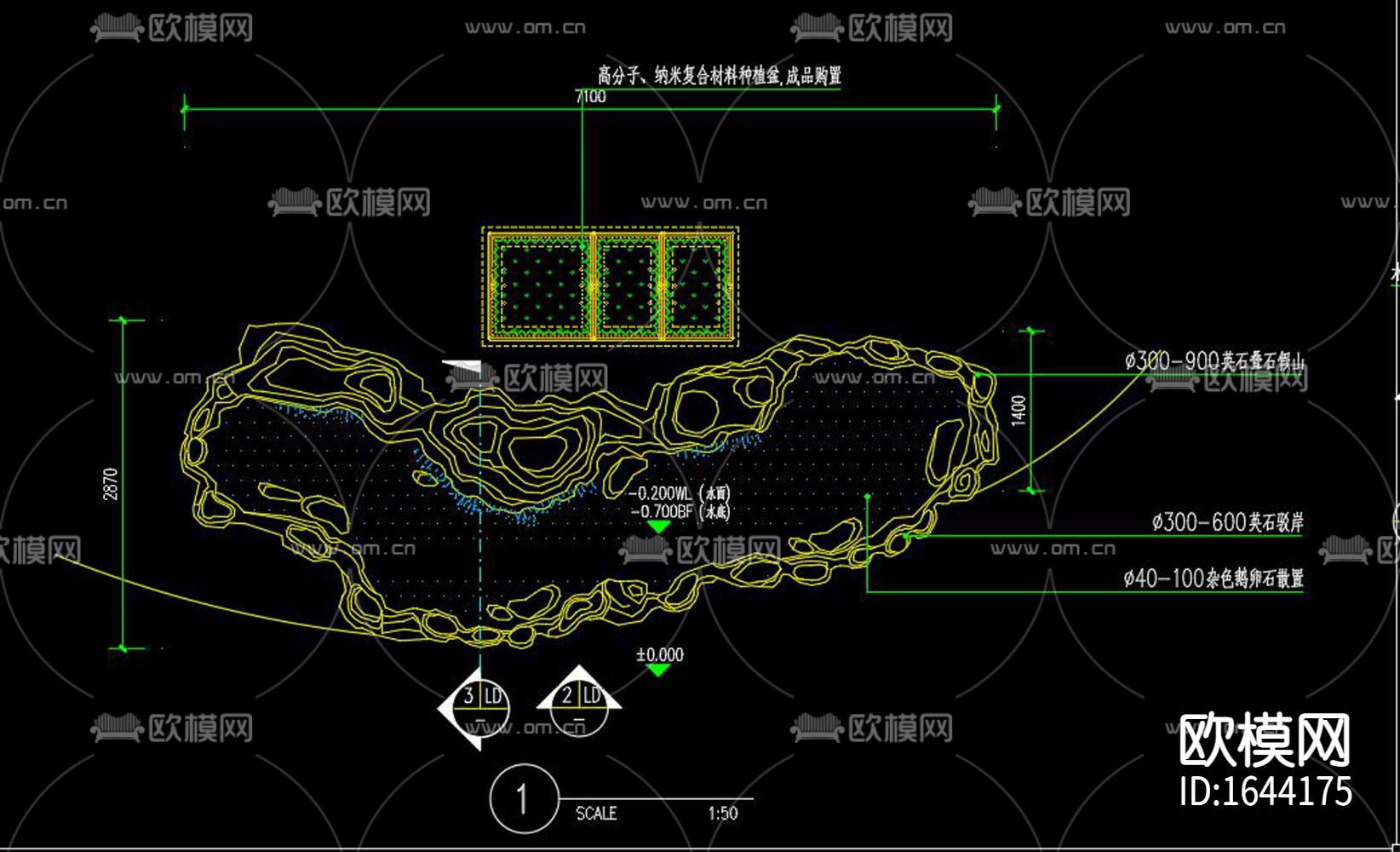 鱼池假山流水cad图库下载（渲染图4）