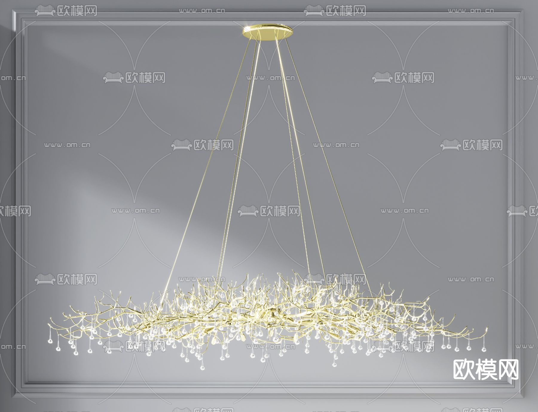 现代树枝水晶装饰吊灯3d模型