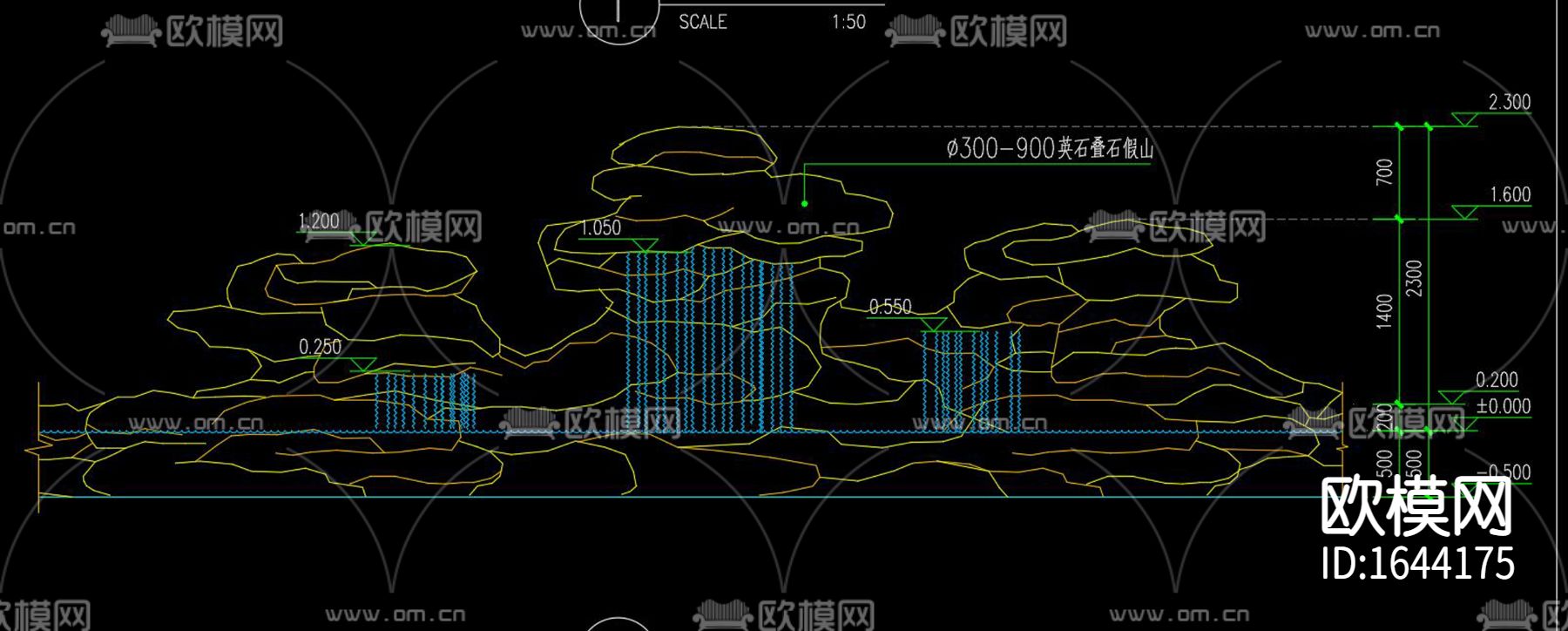 鱼池假山流水cad图库下载（渲染图3）