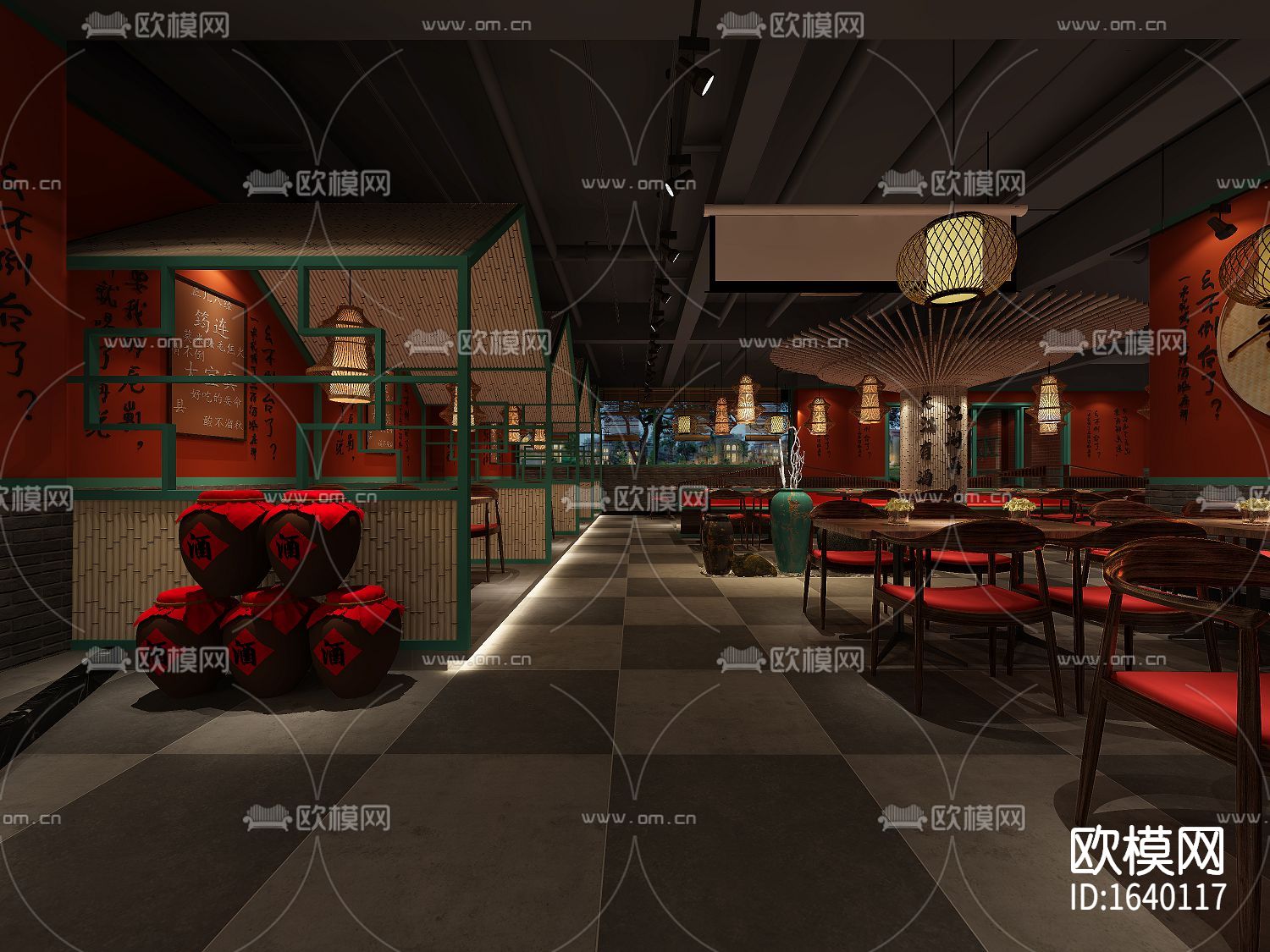 烤肉店cad施工图下载（渲染图4）