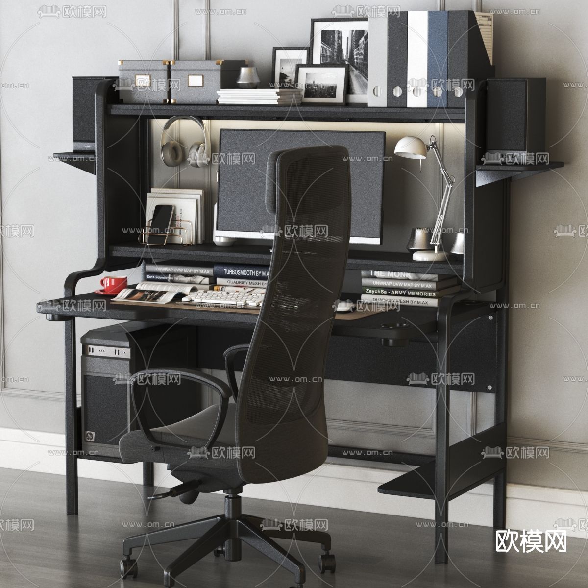 现代书桌椅3d模型下载（渲染图2）