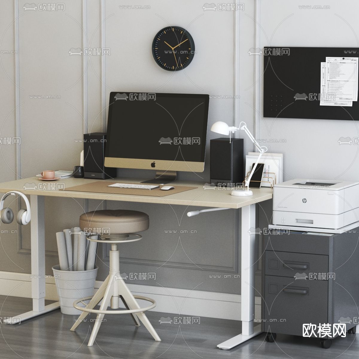 现代书桌椅3d模型