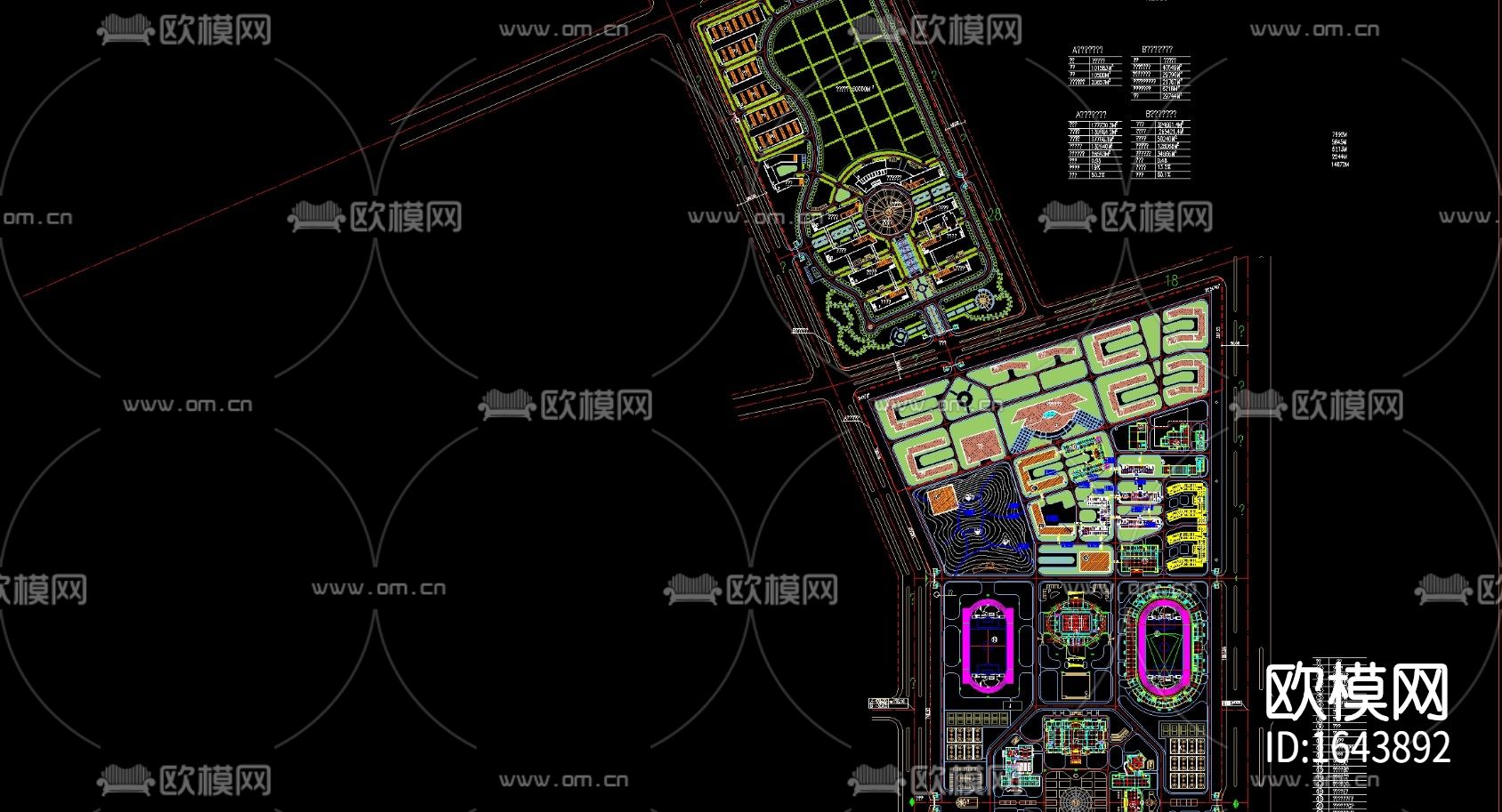 大学规划cad平面图下载（渲染图1）