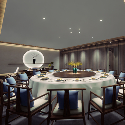  新中式大包间su模型 