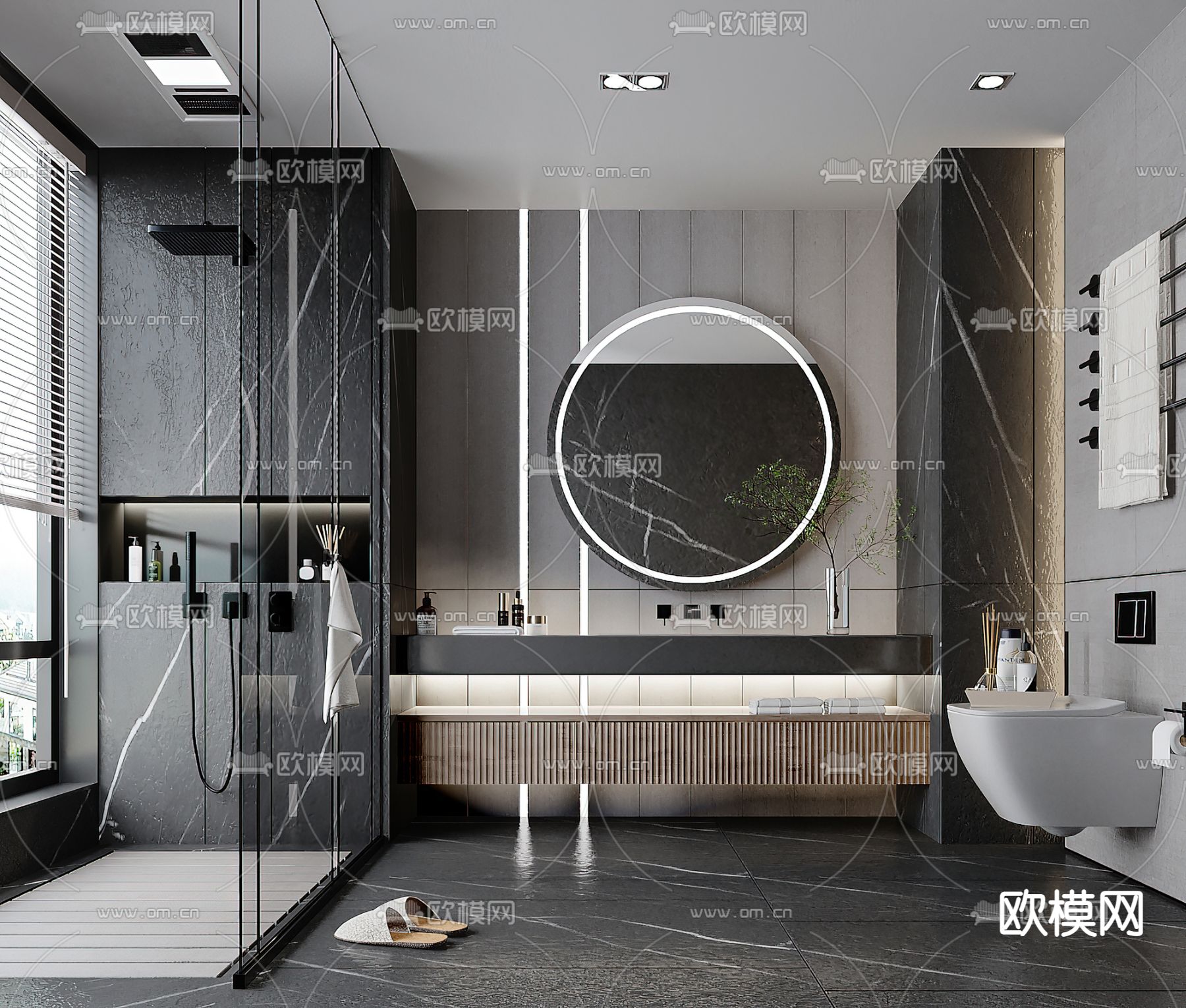 现代卫生间浴室su模型下载（渲染图1）
