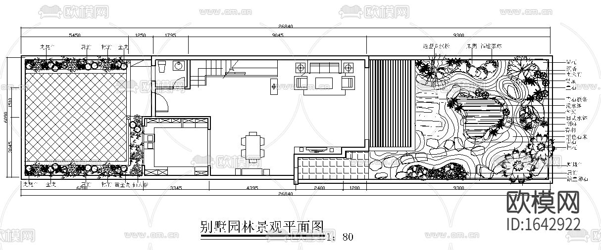 别墅绿化方案cad图库下载（渲染图1）