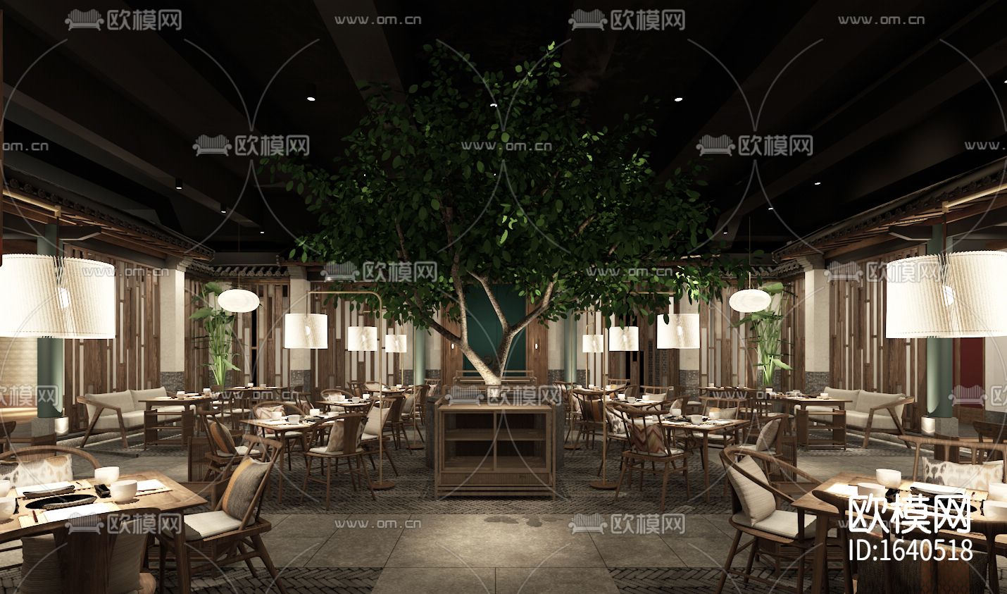 新中式全日餐厅cad施工图