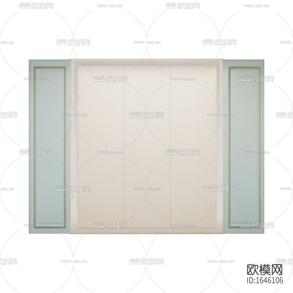 简欧木饰面板蓝色软包不锈钢背景墙下载