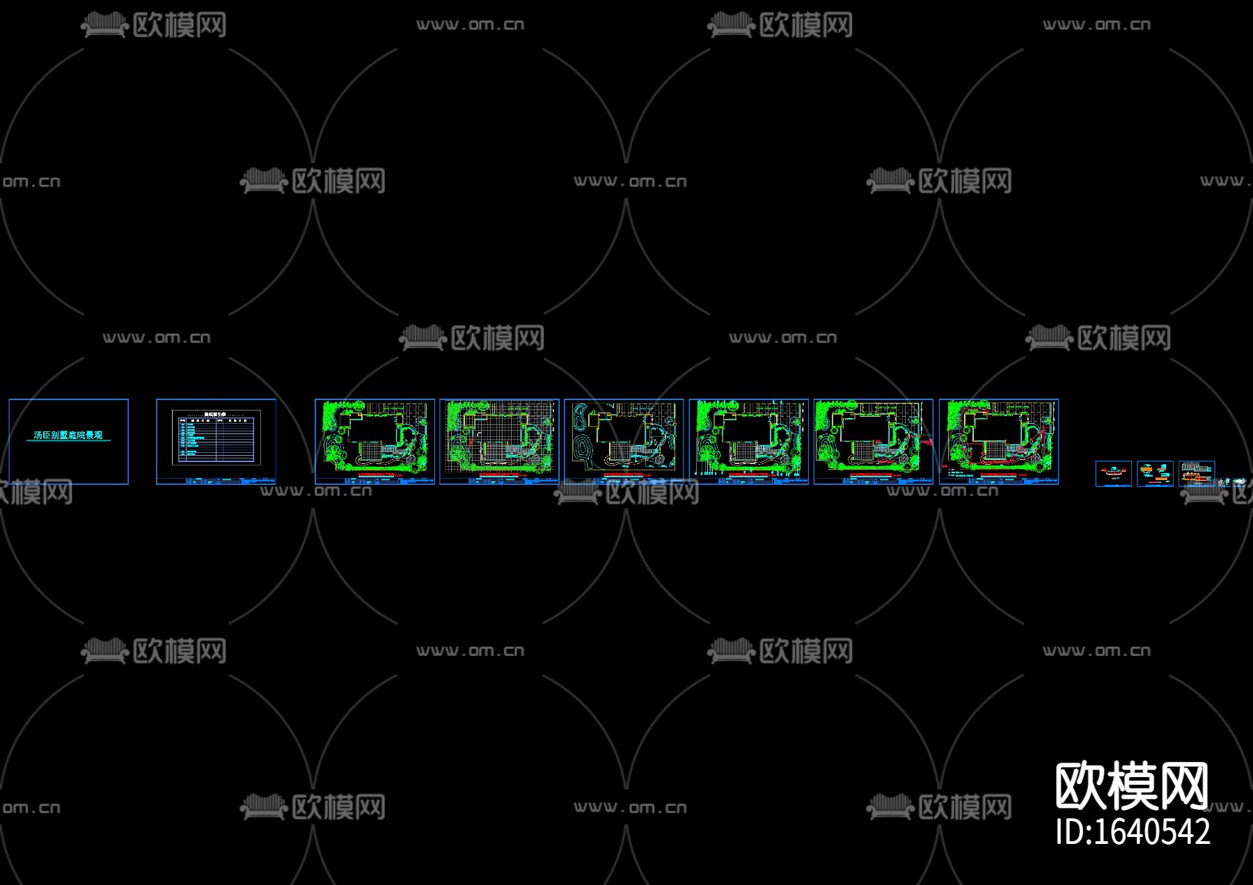 别墅庭院景观cad施工图下载