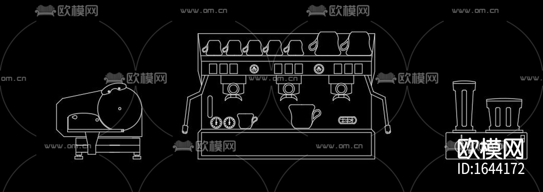 咖啡厅电器设备cad图库下载（渲染图4）