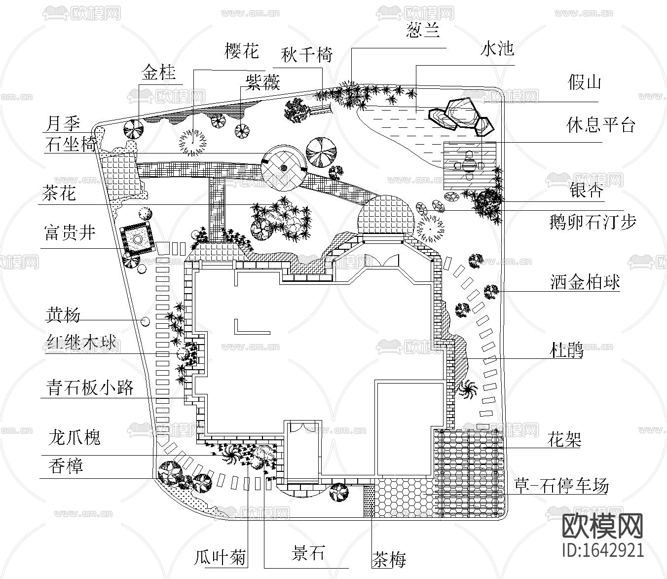 庭院景观cad施工图下载（渲染图6）