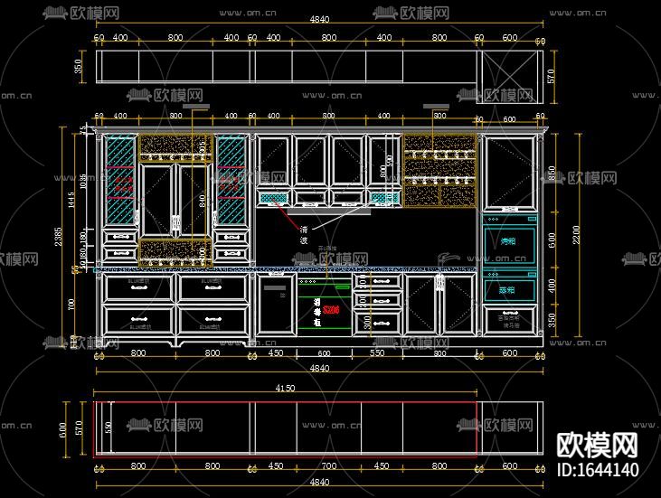 简欧橱柜鞋柜储物柜cad结构图库下载（渲染图4）