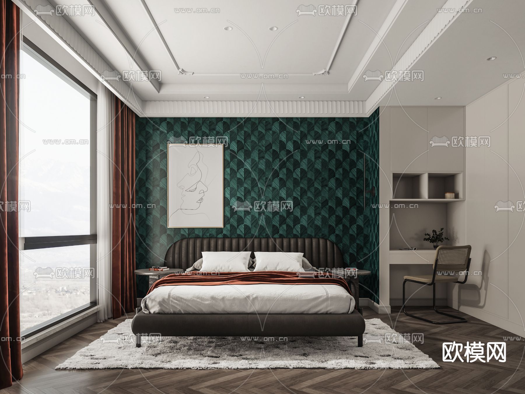 后现代卧室3d模型下载