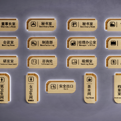  现代办公标识牌指示牌su模型 