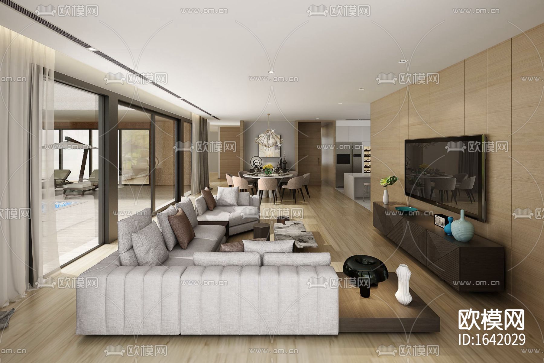 美国两层私宅别墅下载（渲染图2）