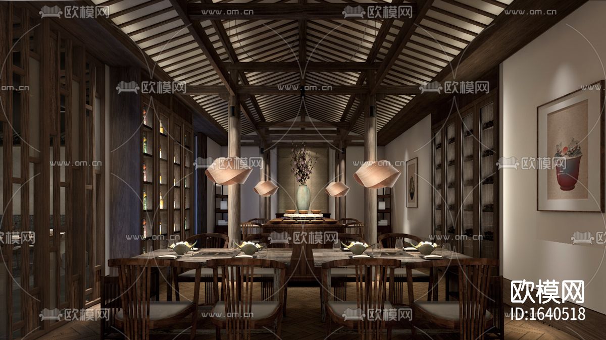 新中式全日餐厅cad施工图