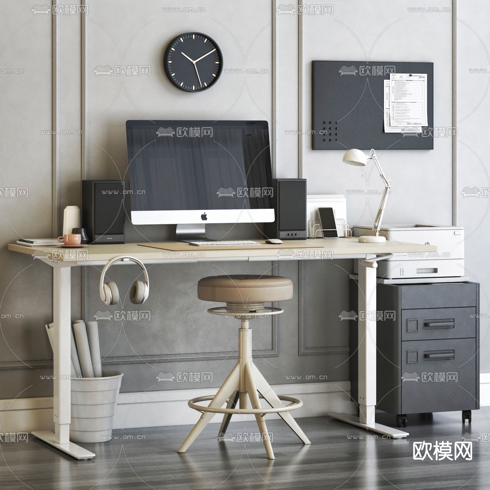 现代书桌椅3d模型