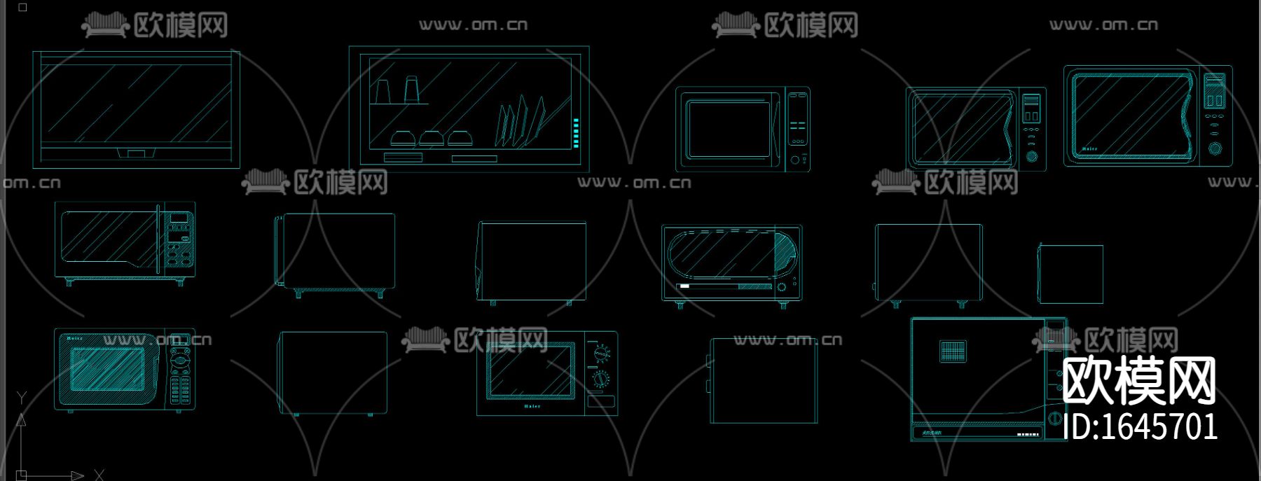 厨房电器平面立面cad图库下载（渲染图7）