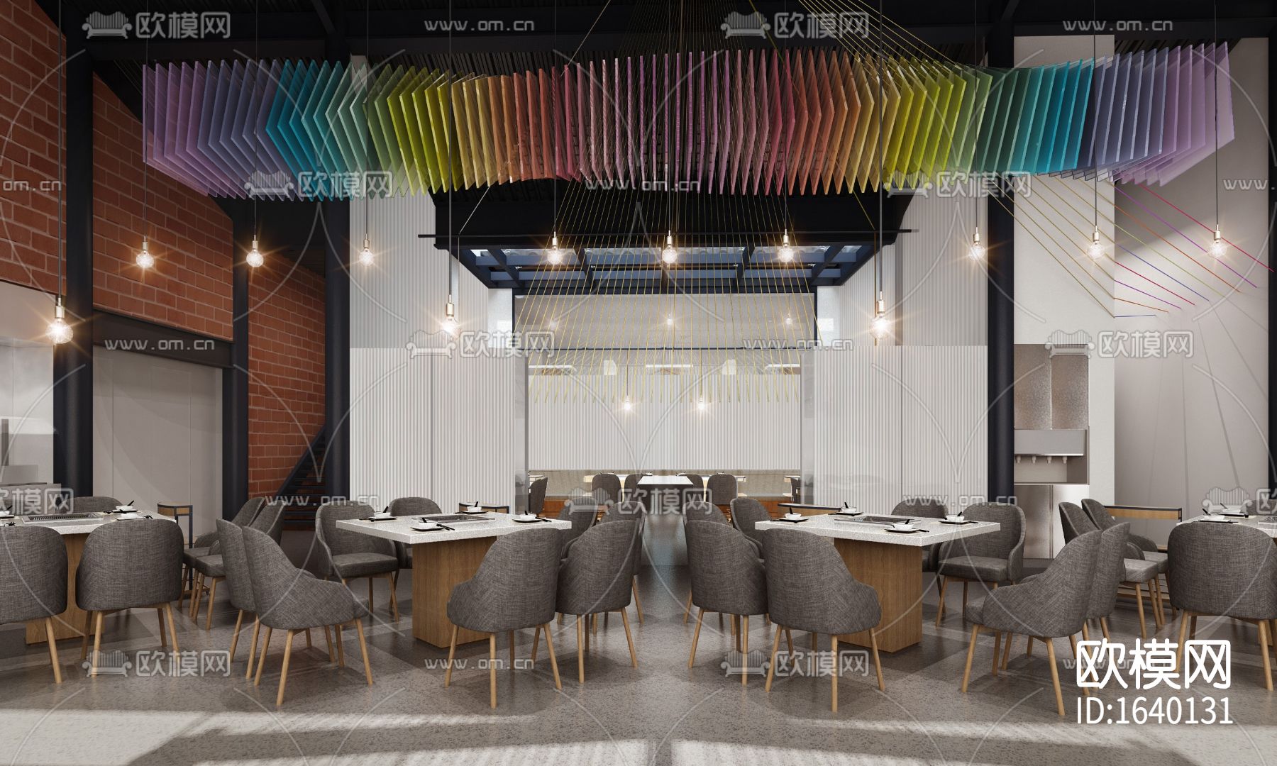 餐厅火锅店cad施工图下载（渲染图2）