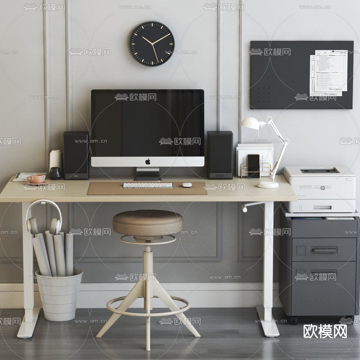 现代书桌椅3d模型