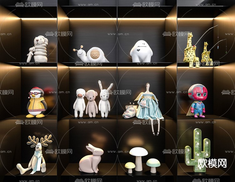 现代儿童玩具手办摆件3d模型下载(渲染图1)