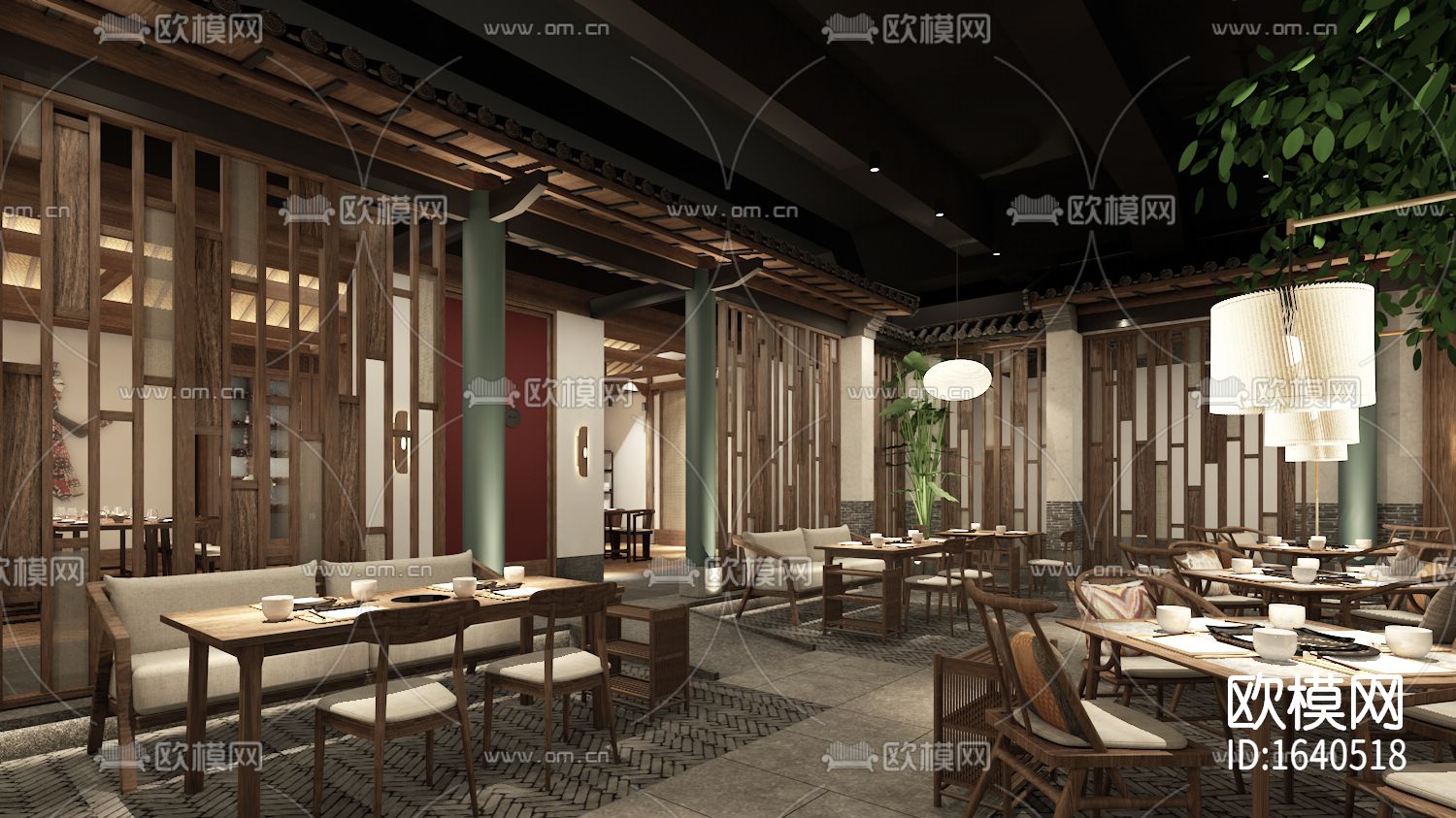 新中式全日餐厅cad施工图
