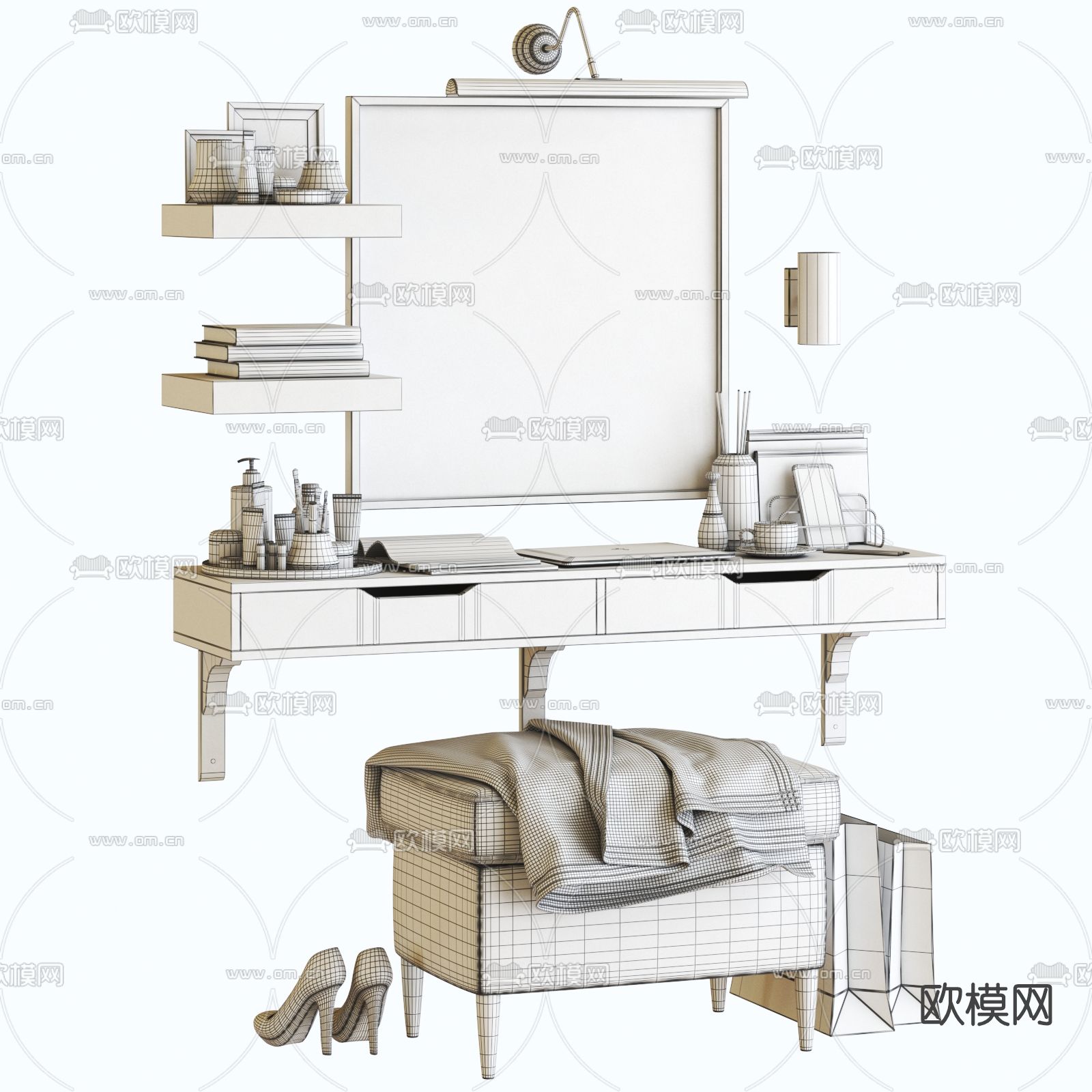 现代梳妆台3d模型