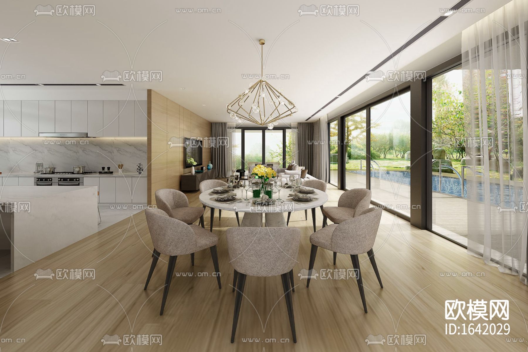 美国两层私宅别墅下载（渲染图4）