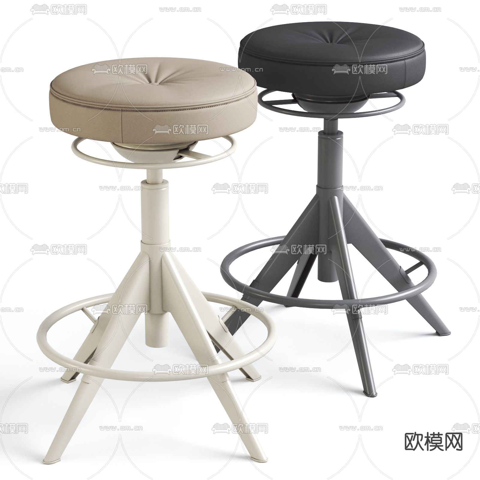 现代皮革吧台凳3d模型