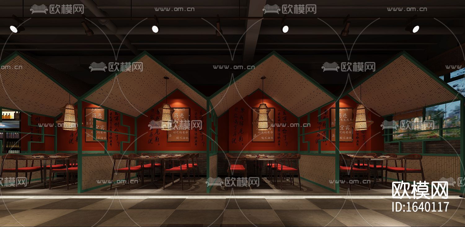 烤肉店cad施工图下载（渲染图2）