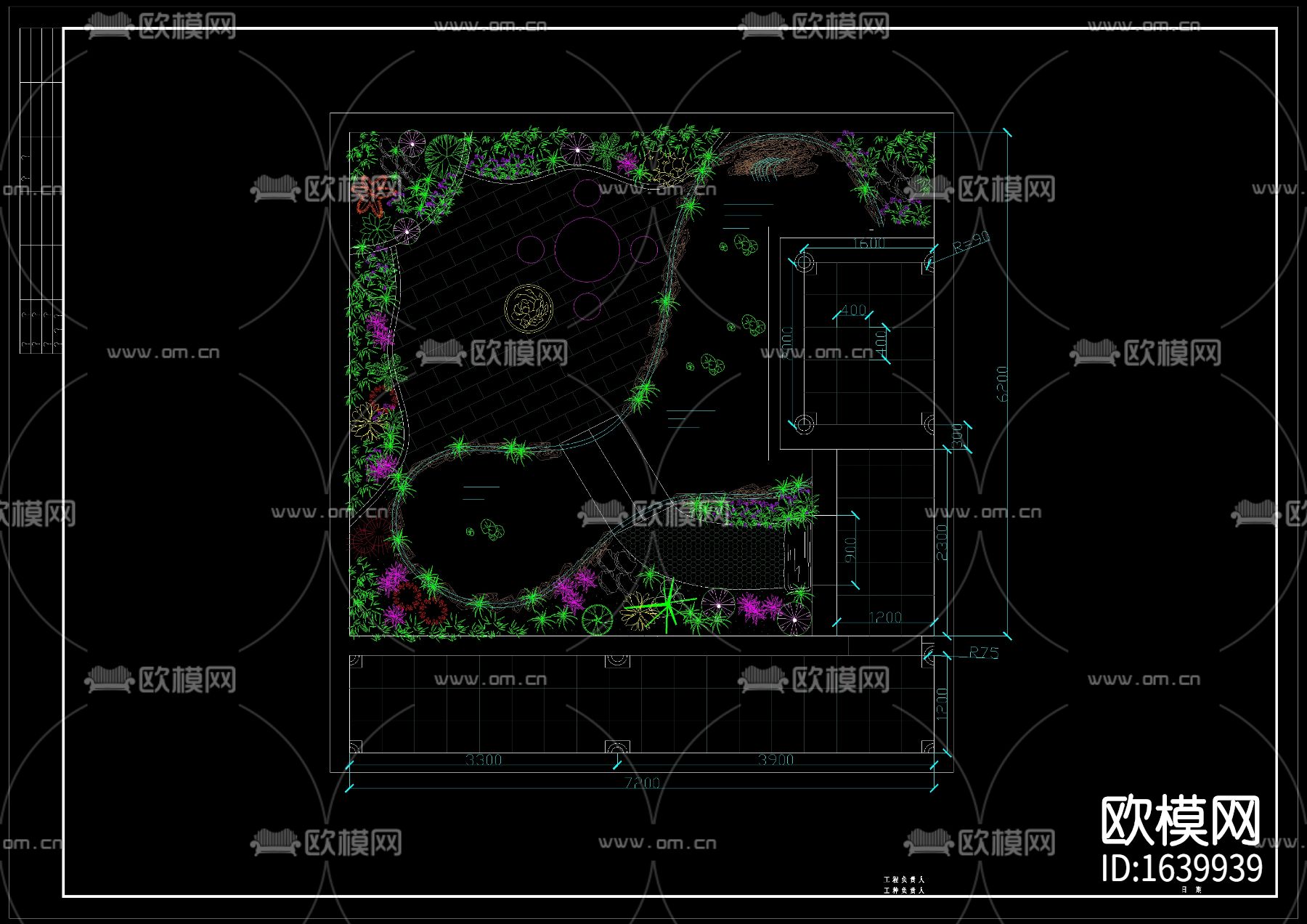 5套庭院景观cad方案图下载（渲染图4）