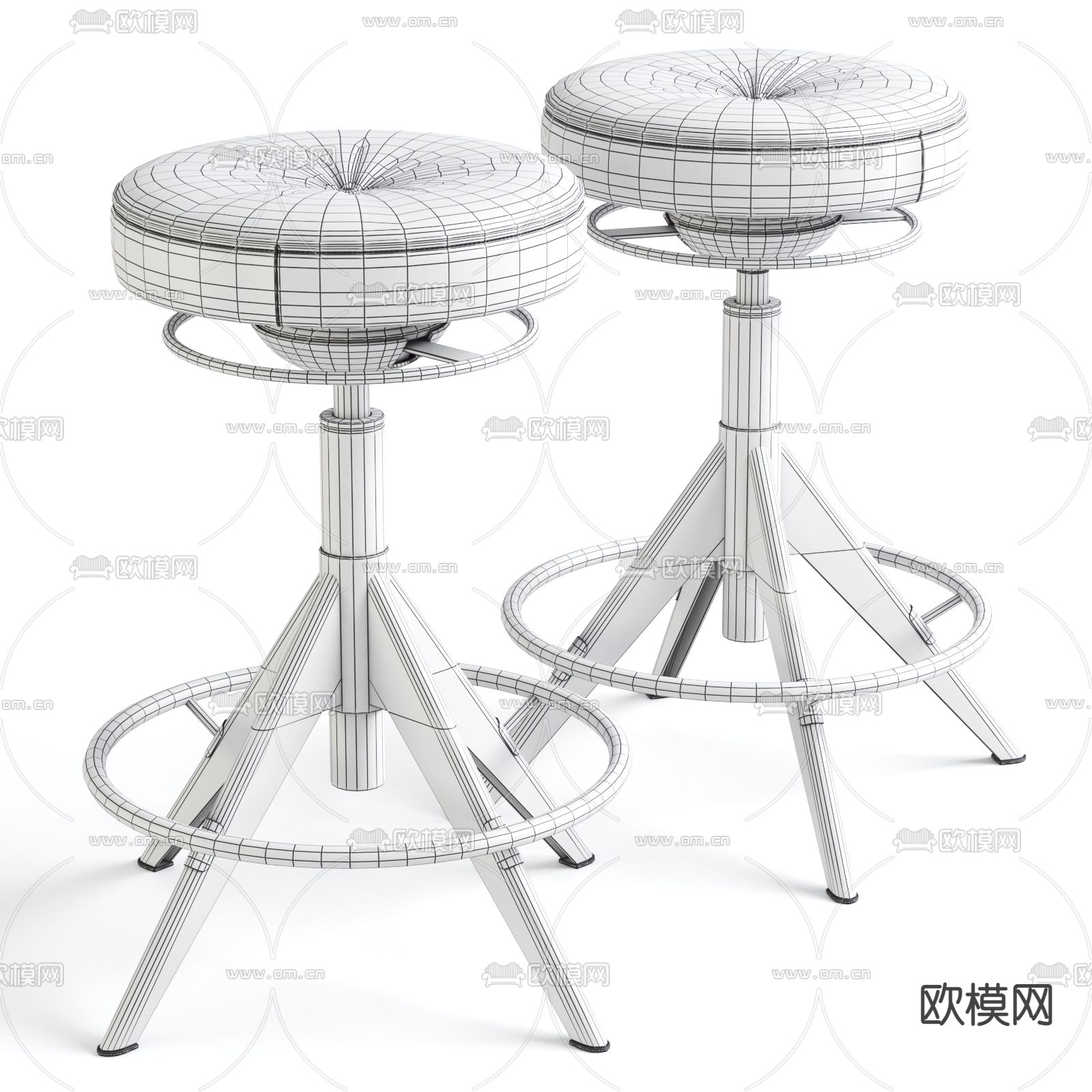 现代皮革吧台凳3d模型