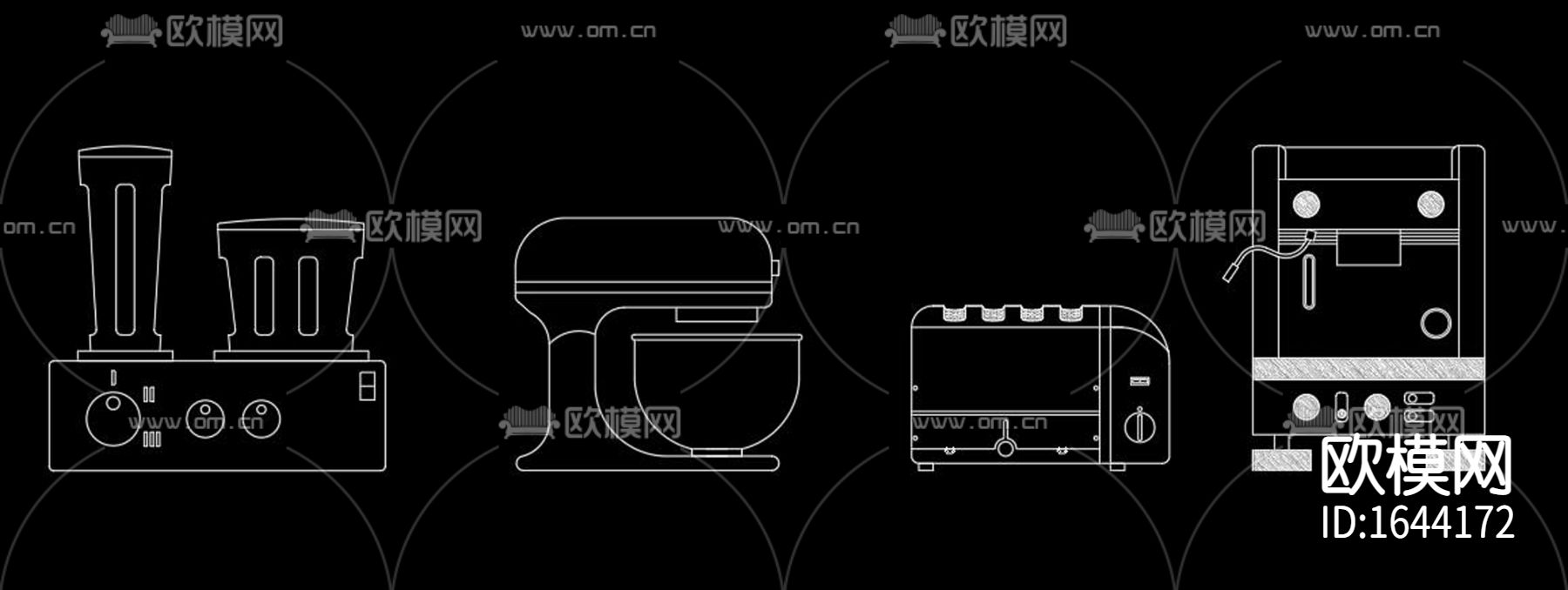 咖啡厅电器设备cad图库下载（渲染图2）