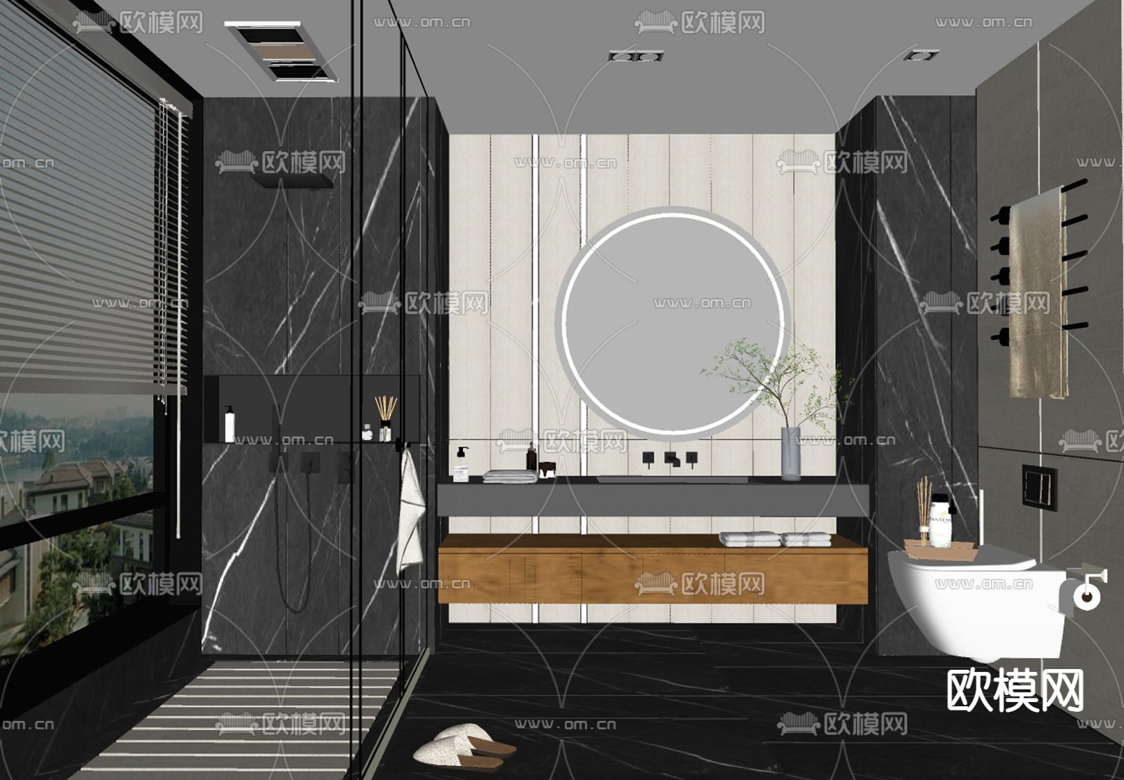 现代卫生间浴室su模型下载（渲染图2）