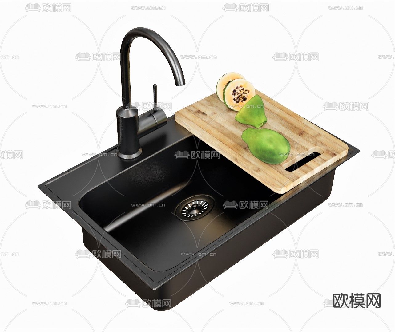 现代不锈钢水池水槽su模型下载（渲染图1）