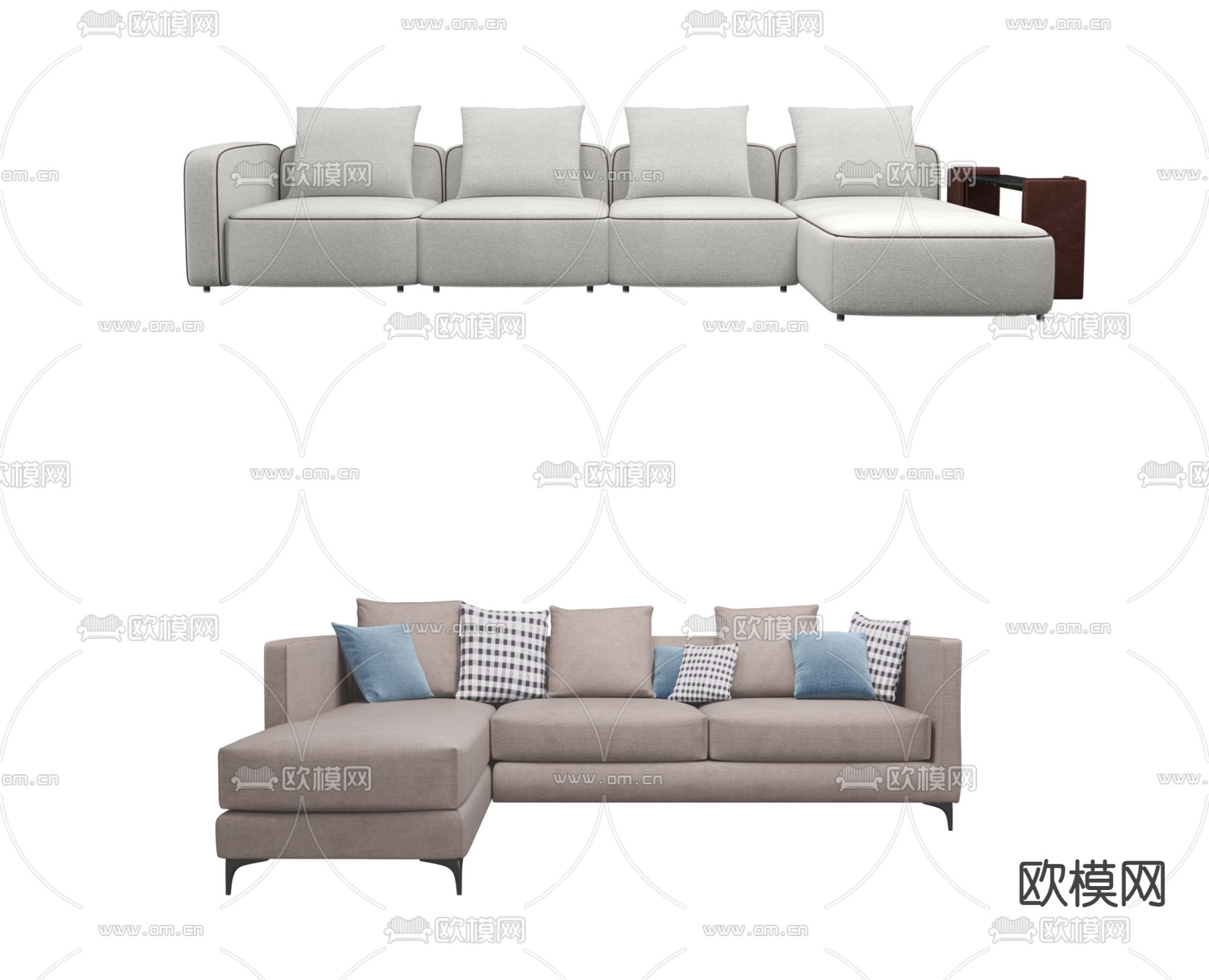 现代布艺转角沙发3d模型下载