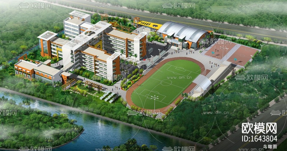 小學(xué)cad建筑施工圖下載(渲染圖3)