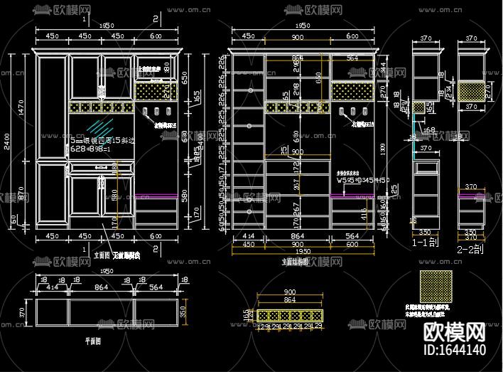 简欧橱柜鞋柜储物柜cad结构图库下载（渲染图2）