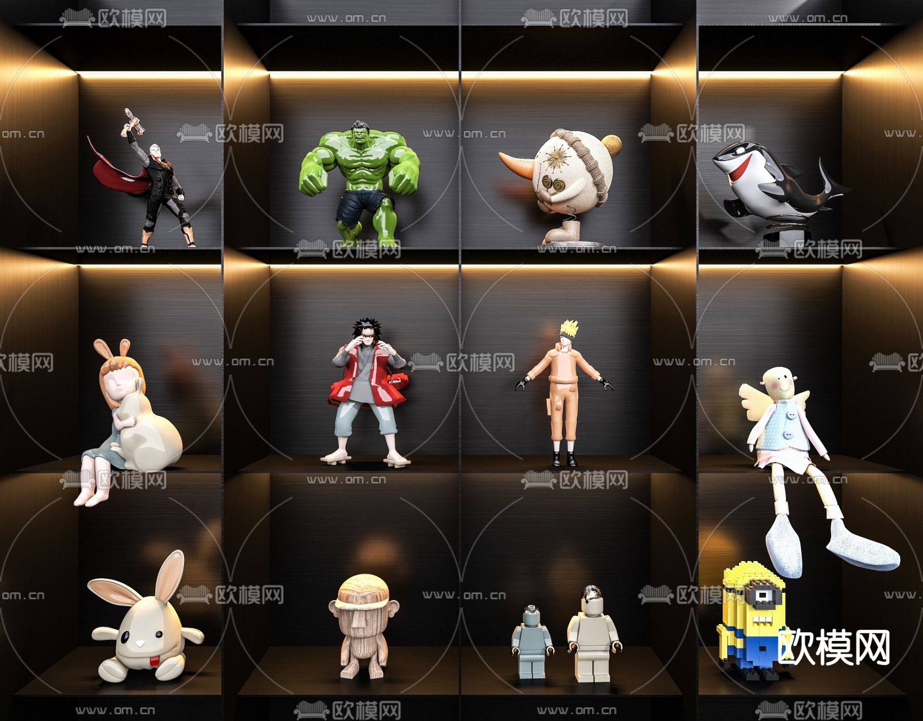 现代卡通玩具手办摆件3d模型