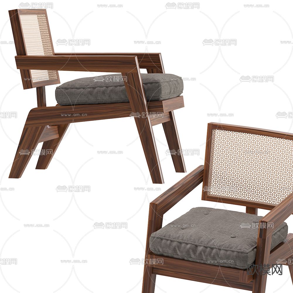 北欧编藤单椅3d模型下载（渲染图4）